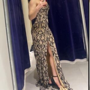 Windsor Black and Tan Lace Maxi Dress